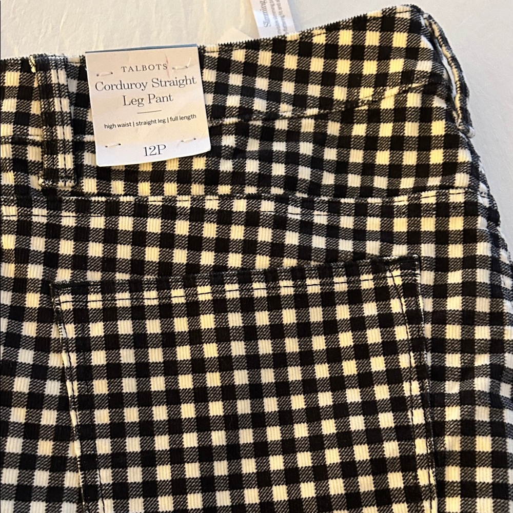 Talbots Black and White Checkered Corduroy Pants